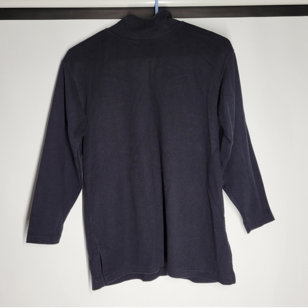 Real Comfort Blue Turtleneck Sweater Fine Knit